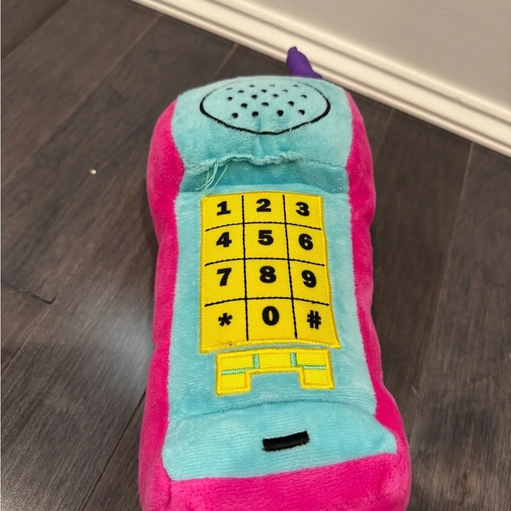 Barkbox Vintage Colorful Plush Pet Dog Toy Phone - Pink, Blue, and Yellow
